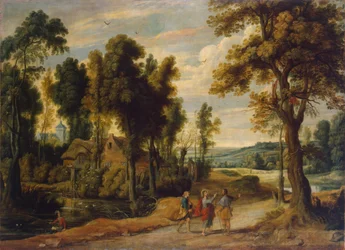 Landschaft mit Christus und seinen Jüngern auf dem Weg nach Emmaus